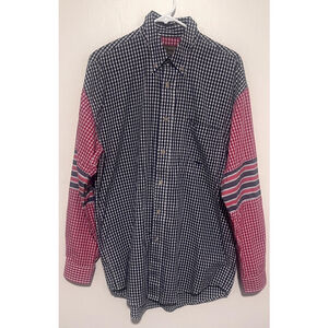 Vintage Roper Shirt Men Large M/L Blue Red Color Block Western Rodeo Long Sleeve